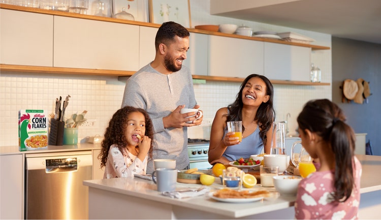 A family enjoying breakfast