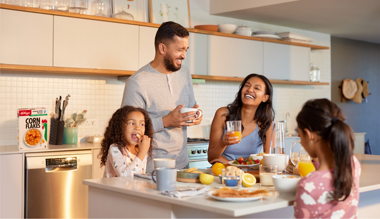 A family enjoying breakfast